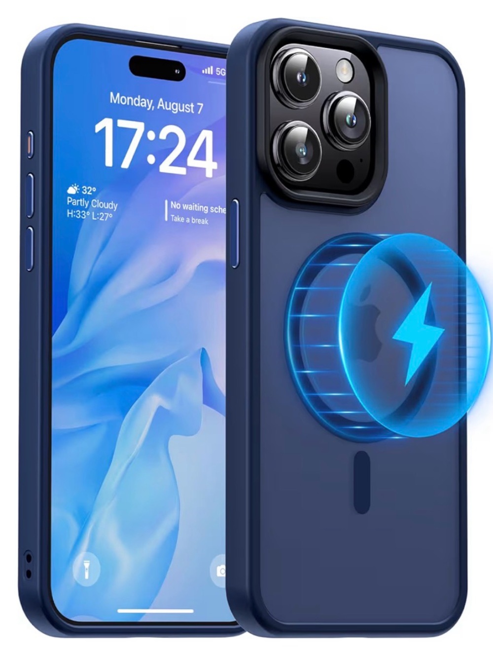 Meifigno Magic Mag Series for iPhone 15 Pro Case Navy Blue